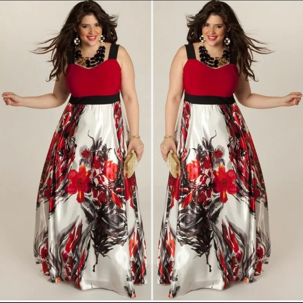 Women Dress Sleeveless Flower Long Maxi Plus Size